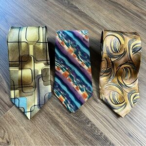 J. Garcia Vintage Y2K Silk Ties Lot of 3 Grateful Dead Abstract‎ Geometric USA